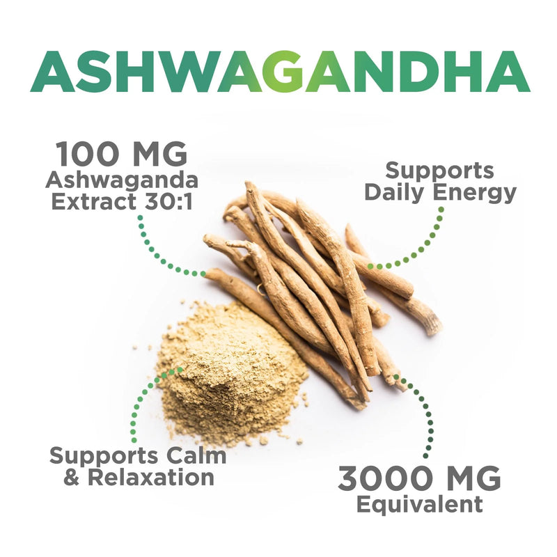 Ashwagandha Gummies 30:1 Extract from 3000Mg - Vegan, Plant Based, Non-Gmo, Gluten-Free & Gelatin Free, Ashwagandha Supplement for Women & Men, Natural Calm, Relaxation, & Immune Support, 60 Gummies